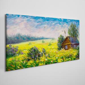 Tablou canvas Peisaj cu flori din cer