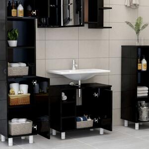 Dulap de baie, negru extralucios, 60 x 32 x 53,5 cm, PAL