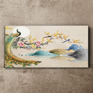 Tablou canvas Flori de munte abstracte Păun