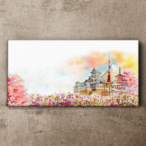 Tablou canvas Castelul cu flori abstractie