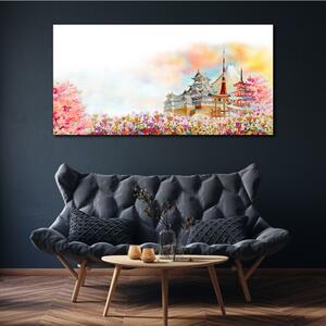 Tablou canvas Castelul cu flori abstractie