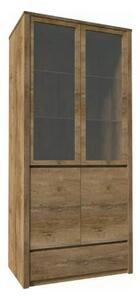 Vitrina MONTANA W2D, stejar lefkas inchis, PAL melaminat/sticla, 90x43