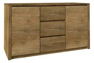 Comoda MONTANA K2DP, stejar lefkas inchis, PAL melaminat, 140x43x80 cm