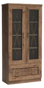 Vitrina TEDY Tip T8, stejar lefkas, PAL melaminat, 90x44x191 cm