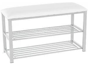 Pantofar LANGELLA, alb/crom, stofa clasica/metal, 81x31x49 cm
