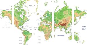 Tablou 5-piese harta lumii clasică cu fundalul alb