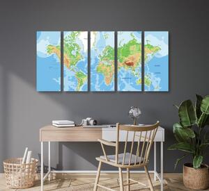 Tablou 5-piese harta lumii clasică