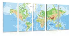 Tablou 5-piese harta lumii clasică