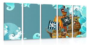 Tablou 5-piese corabie de pirați pe mare
