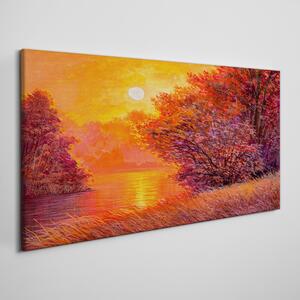 Tablou canvas pădure râu soare peisaj