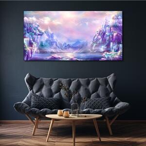 Tablou canvas Abstracție lac munți cer