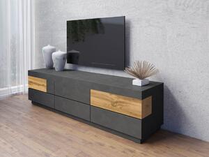 Comodă TV Livlore 102Matera gri, Stejar Wotan, 21x5x5cm