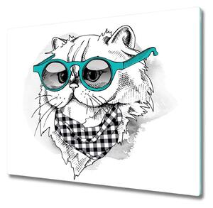 Tocator din sticla Cat cu ochelari