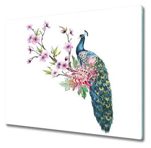 Tocator din sticla Peacock și flori