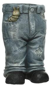 Ghiveci Jeans, Decoris, 19x18x34 cm, polirasina, gri