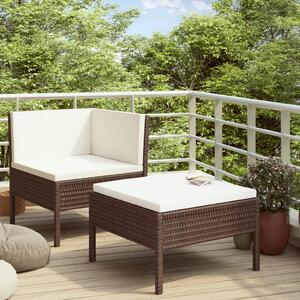 Set mobilier relaxare grădină cu perne 2 piese maro poliratan