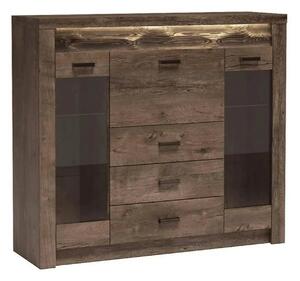 Comoda INFINITY I-08, frasin inchis, PAL melaminat, 137x42x122 cm