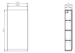 Cersanit Moduo dulap 40x14.1x80 cm agățat lateral gri S590-021