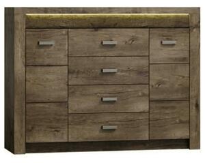 Comoda INFINITY I-07, frasin inchis, PAL melaminat, metal, 137x42x104