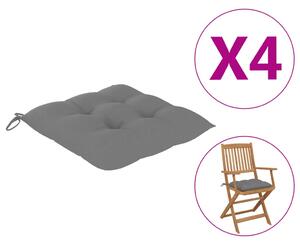 Perne de scaun, 4 buc., gri, 40 x 40 x 7 cm, textil