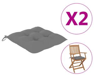 Perne de scaun, 2 buc., gri, 40 x 40 x 7 cm, textil