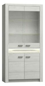 Vitrina INFINITY I-03, frasin alb, PAL melaminat/sticla, 96x42x192 cm