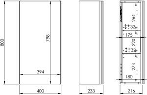 Elita Look dulap 40x21.6x80 cm agățat lateral stejar 167248