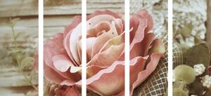 Tablou 5-piese trandafir vintage elegant
