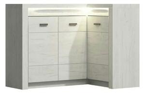Comoda de colt INFINITY I-15, frasin alb, PAL melaminat/metal, 131/90x