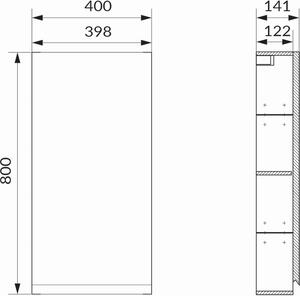Cersanit Moduo dulap 40x14.1x80 cm agățat lateral antracit S590-073-DSM