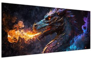 Tablou - Dragon scuipând flăcări (120x50 cm)