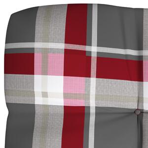 Pernă canapea din paleți, roșu în carouri, 120x40x10 cm