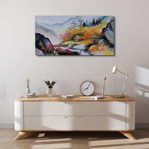 Tablou canvas Ceață de munte cu copac abstract
