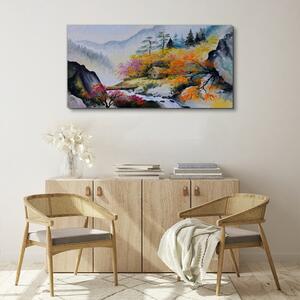 Tablou canvas Ceață de munte cu copac abstract