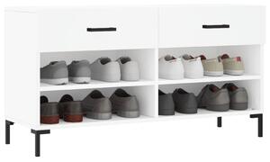 Bancă de pantofi, alb, 102x35x55 cm, lemn prelucrat