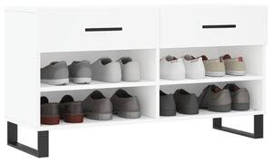 Bancă de pantofi, alb, 102x35x55 cm, lemn prelucrat