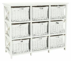 Organizator RAFAELLO 9, alb, material textil/lemn, 94x37x76 cm