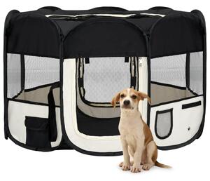 Țarc de câini pliabil cu sac de transport, negru, 110x110x58 cm