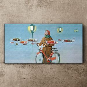 Tablou canvas Pictura Femei Biciclete Ceata