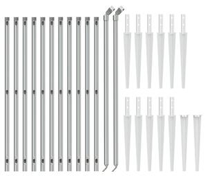 Gard plasă de sârmă cu țăruși de fixare, argintiu, 0,8x25 m