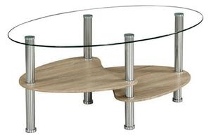 Masuta de cafea PANTY NEW, transparent/stejar sonoma/crom, sticla/MDF/