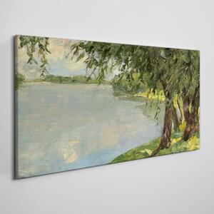 Tablou canvas pictură lac copac