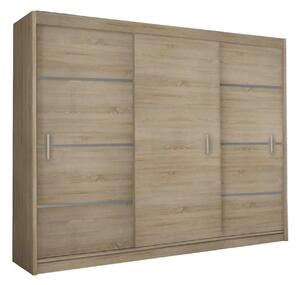 Dressing MERINA 250, stejar sonoma/gri, DTD laminat, cu 3 usi, 250x60x