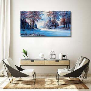 Tablou canvas Pictura de copaci de padure de iarna