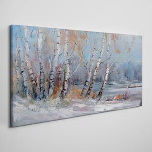 Tablou canvas pictând copaci de pădure iarna