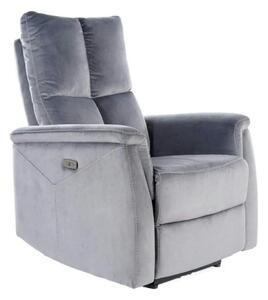 Fotoliu recliner NEPTUN M, gri, stofa catifelata/metal, functie de mas