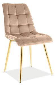 Scaun tapitat stofa CHIC, bej/auriu, 50x58x88 cm