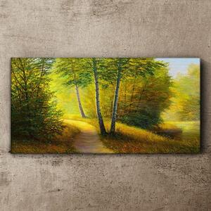 Tablou canvas Pictează poteca copacilor din pădure
