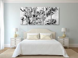 Tablou 5-piese florile moderne de vară pictate în design alb-negru