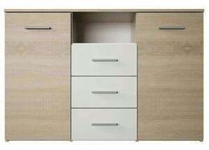 Comoda GABRIELA, stejar sonoma/alb, PAL laminat, 120x38x80 cm